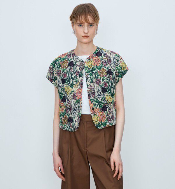 TOMORROWLAND collection「【WEB先行予約】ビンテージフラワージャカード ワイドスリーブジレ」|ベスト・ジレ|