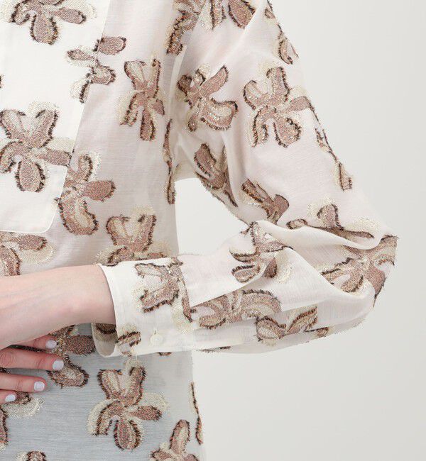 MACPHEE「バイカラージャカード ボザムチュニックシャツ」|シャツ・ブラウス|