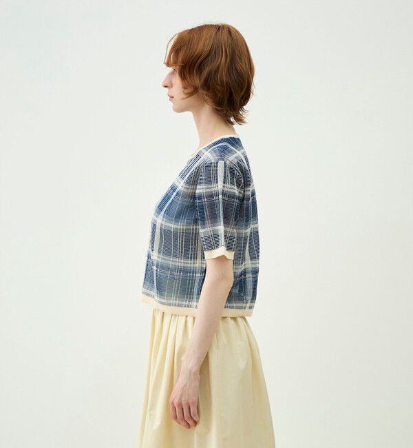 MACPHEE「【WEB先行予約】シアーチェック ハーフスリーブプルオーバー」|ニット・セーター|