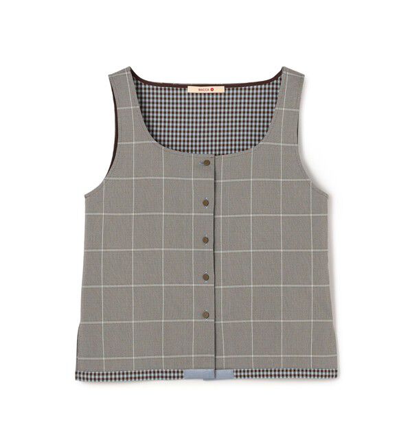 BACCA「ダブルフェイスチェック ベスト」|ベスト・ジレ|64 ブラウン系