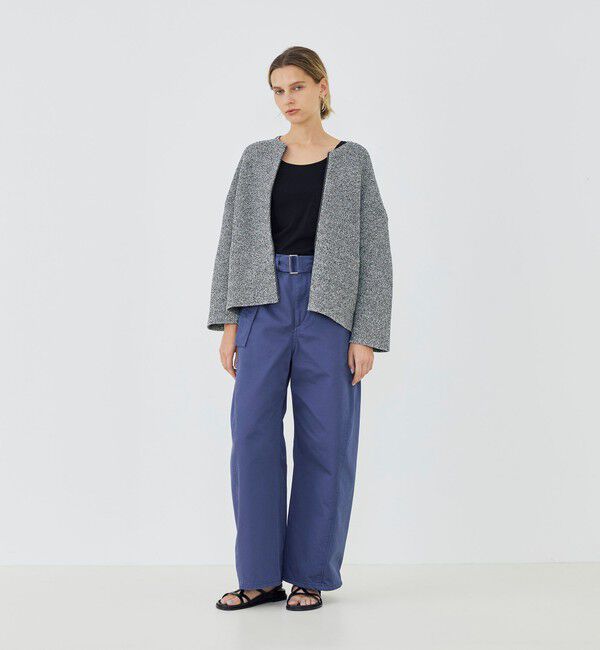 GALERIE VIE「スプリングツイード ノーカラーブルゾン」|ブルゾン・スタジャン|