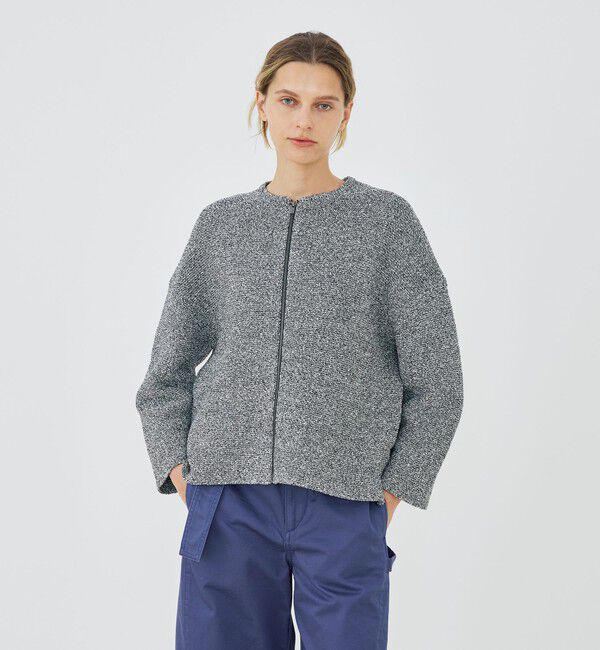 GALERIE VIE「スプリングツイード ノーカラーブルゾン」|ブルゾン・スタジャン|