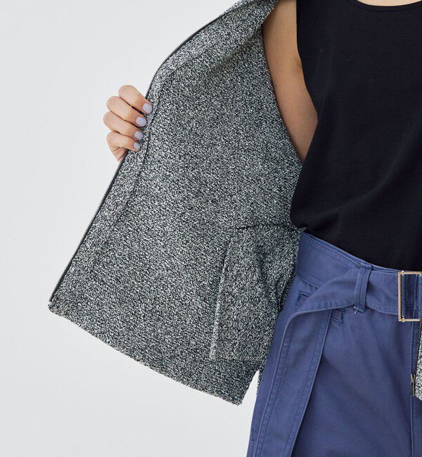 GALERIE VIE「スプリングツイード ノーカラーブルゾン」|ブルゾン・スタジャン|