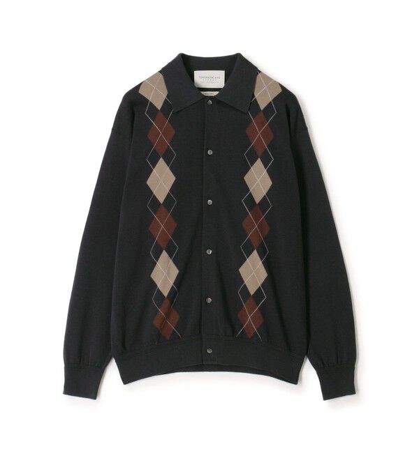 TOMORROWLAND MENS「TOMORROWLAND tricot ギザコットン アーガイル柄 ポロカラーカーディガン」|カーディガン|16 グレー系