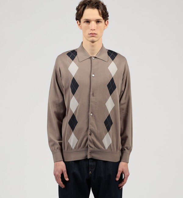 TOMORROWLAND MENS「TOMORROWLAND tricot ギザコットン アーガイル柄 ポロカラーカーディガン」|カーディガン|
