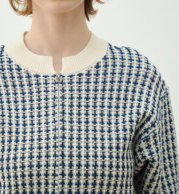 MACPHEE「ギマコットンチェック ジップアップカーディガン」|カーディガン|