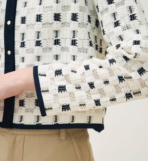 TOMORROWLAND collection「ブロックトリコット カーディガンジャケット」|ノーカラージャケット|