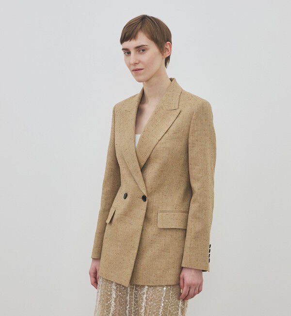 DES PRES「リネンストライプ ピークドラペル ダブルブレステッドジャケット」|テーラードジャケット|