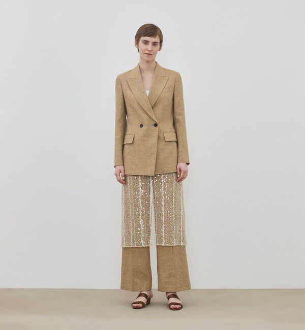 DES PRES「リネンストライプ ワンタックパンツ」|スラックス|