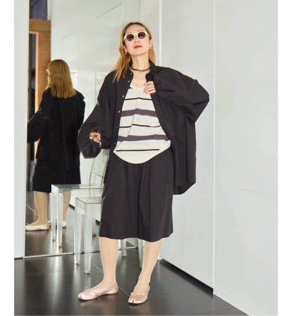  「TanC TOKYO PIQUE BORDER TANK ROMPERS TC26A-011：ボディスーツ」|タンクトップ|