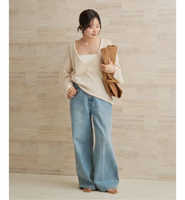 Plage「コットンリリヤーン Vプルオーバー」|ニット・セーター|