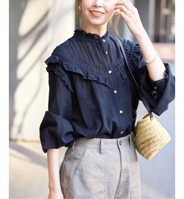 SLOBE IENA「《WEB限定/追加2》フリルピンタックブラウス」|シャツ・ブラウス|