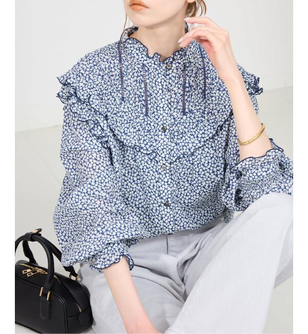 SLOBE IENA「《WEB限定/追加2》フリルピンタックブラウス」|シャツ・ブラウス|