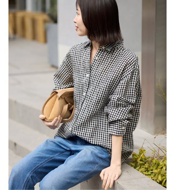 SLOBE IENA「《追加》リネンコットンレギュラーシャツ」|シャツ・ブラウス|ブラック A