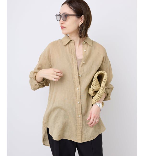 SLOBE IENA「《追加》リネンコットンレギュラーシャツ」|シャツ・ブラウス|ベージュ