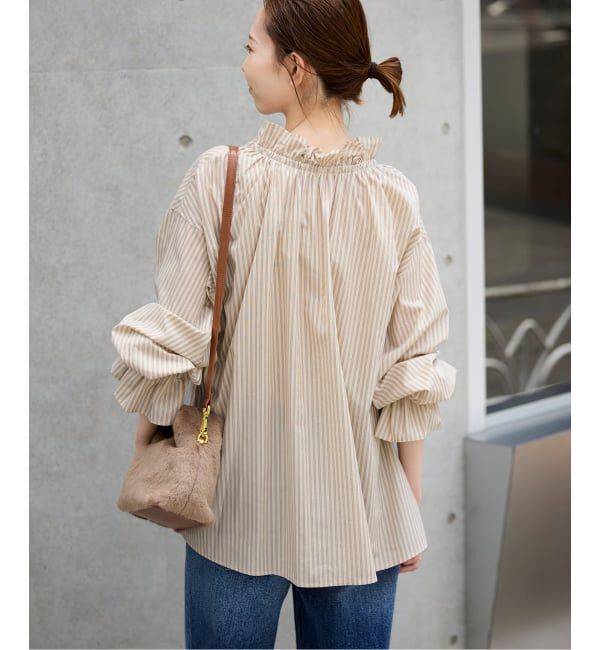 SLOBE IENA「《一部WEB・店舗限定カラーあり》タイプライターフリルカラーブラウス」|シャツ・ブラウス|