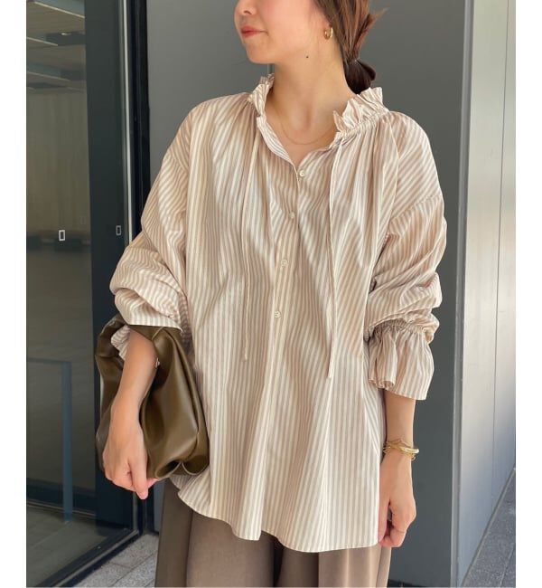 SLOBE IENA「《一部WEB・店舗限定カラーあり》タイプライターフリルカラーブラウス」|シャツ・ブラウス|