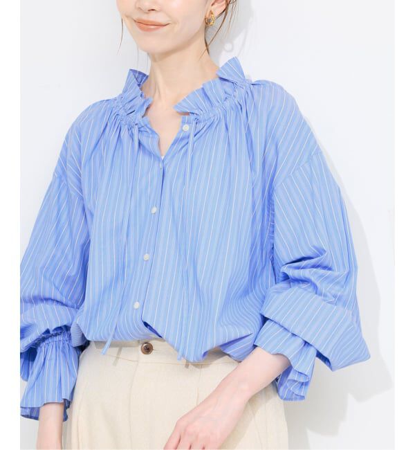 SLOBE IENA「《一部WEB・店舗限定カラーあり》タイプライターフリルカラーブラウス」|シャツ・ブラウス|