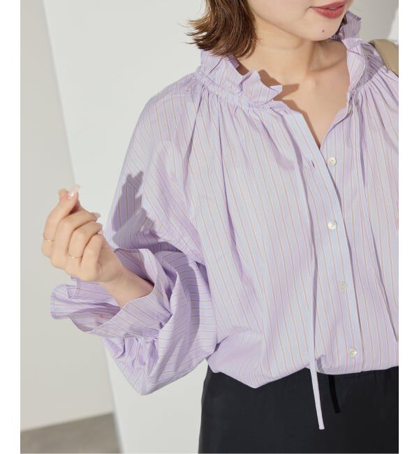 SLOBE IENA「《一部WEB・店舗限定カラーあり》タイプライターフリルカラーブラウス」|シャツ・ブラウス|