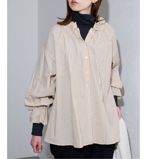 SLOBE IENA「《一部WEB・店舗限定カラーあり》タイプライターフリルカラーブラウス」|シャツ・ブラウス|