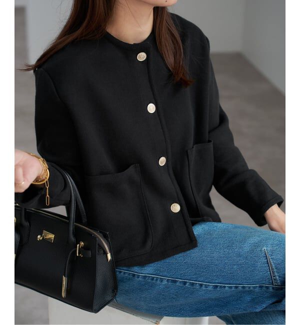 SLOBE IENA「《一部WEB・店舗限定カラーあり》ダブルフェイスニットジャケット」|カーディガン|
