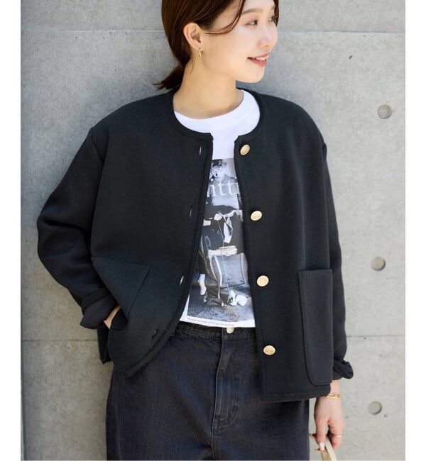 SLOBE IENA「《一部WEB・店舗限定カラーあり》ダブルフェイスニットジャケット」|カーディガン|