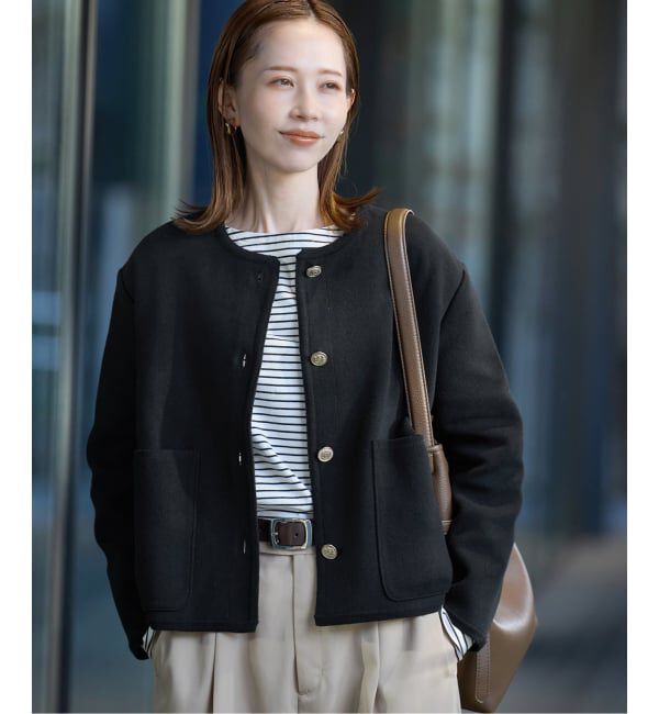 SLOBE IENA「《一部WEB・店舗限定カラーあり》ダブルフェイスニットジャケット」|カーディガン|
