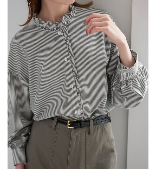 SLOBE IENA「《追加》ミニフリルブラウス」|シャツ・ブラウス|グレーA