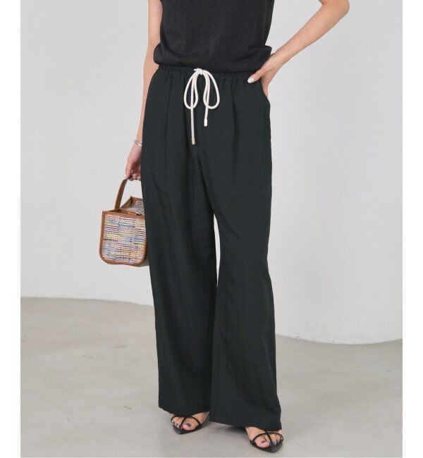 IENA「リネン混イージーパンツ」|その他|ブラック