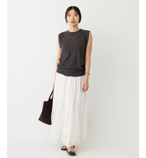 IENA「《追加》ATON/エイトン FRESCA SINGLE JERSEY ノースリーブ」|Tシャツ・カットソー|