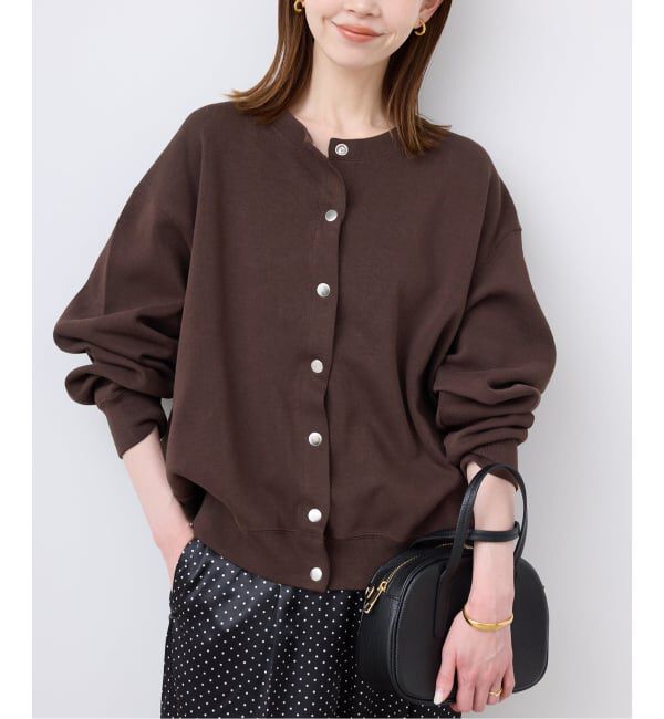 SLOBE IENA「《WEB限定/追加3》ダブルフェイスジャージースナップカーディガン」|カーディガン|ブラウン