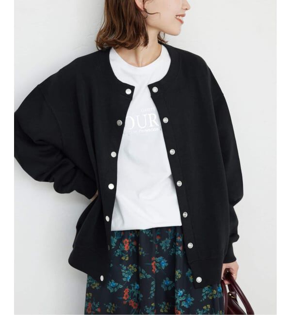 SLOBE IENA「《WEB限定/追加3》ダブルフェイスジャージースナップカーディガン」|カーディガン|