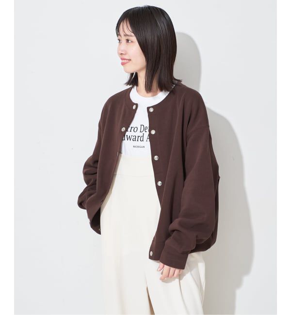 SLOBE IENA「《WEB限定/追加3》ダブルフェイスジャージースナップカーディガン」|カーディガン|