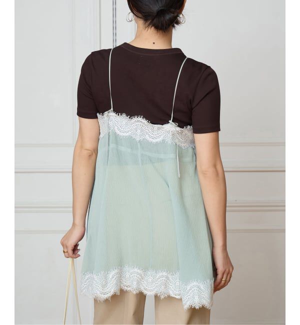 IENA LA BOUCLE「IENA LA BOUCLE 楊柳レースミニキャミドレス」|キャミソール|