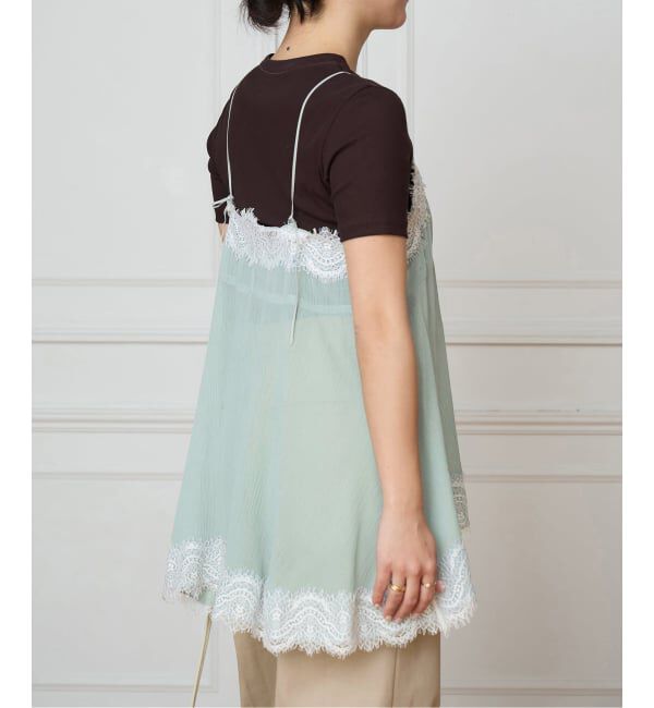 IENA LA BOUCLE「IENA LA BOUCLE 楊柳レースミニキャミドレス」|キャミソール|