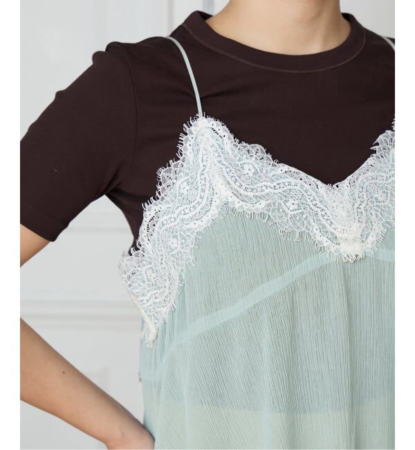 IENA LA BOUCLE「IENA LA BOUCLE 楊柳レースミニキャミドレス」|キャミソール|