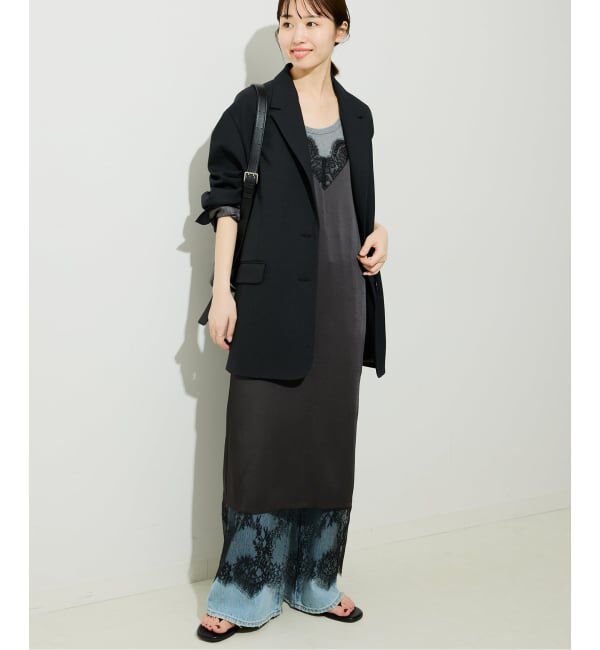 SLOBE IENA「《WEB限定カラー有り/追加》レースサテンワンピース」|ワンピース|