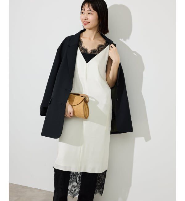 SLOBE IENA「《WEB限定カラー有り/追加》レースサテンワンピース」|ワンピース|