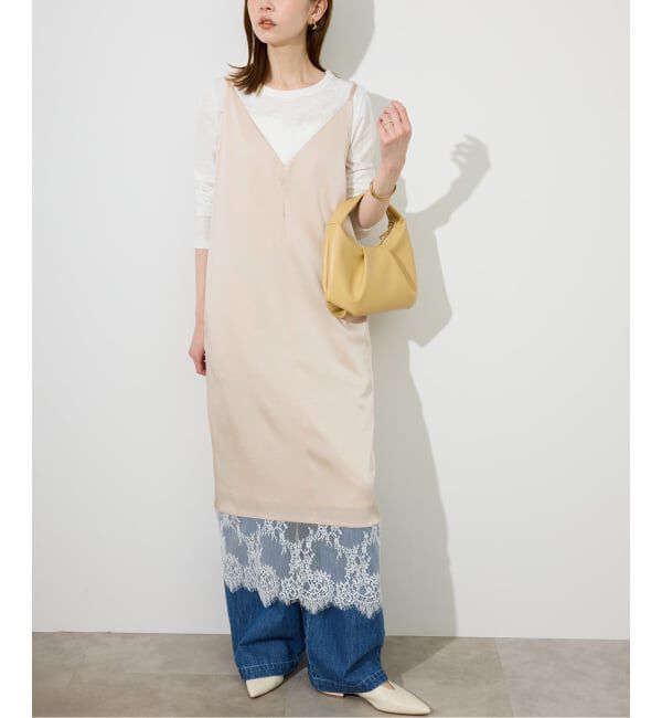 SLOBE IENA「《WEB限定カラー有り/追加》レースサテンワンピース」|ワンピース|