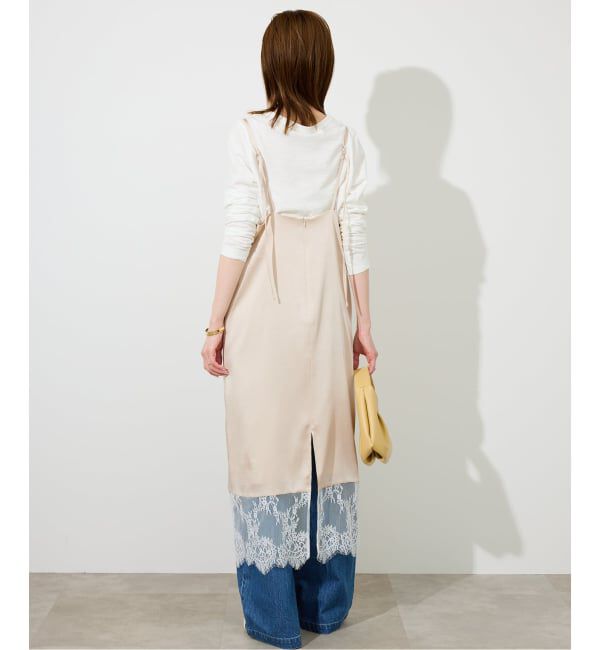 SLOBE IENA「《WEB限定カラー有り/追加》レースサテンワンピース」|ワンピース|