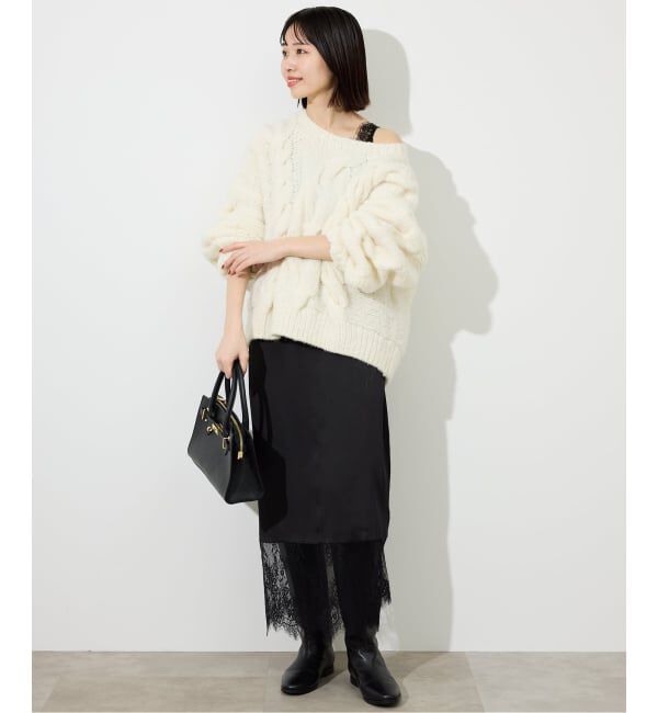 SLOBE IENA「《WEB限定カラー有り/追加》レースサテンワンピース」|ワンピース|