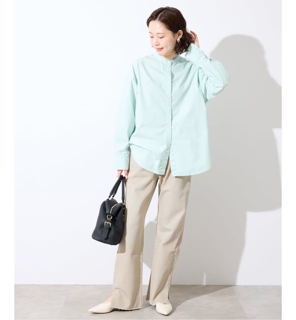 SLOBE IENA「《追加2》ROYAL NAVY/ロイヤルネイビー SLOBE別注 バンドカラーシャツ」|シャツ・ブラウス|