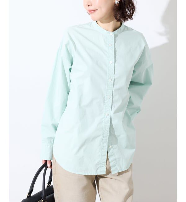 SLOBE IENA「《追加2》ROYAL NAVY/ロイヤルネイビー SLOBE別注 バンドカラーシャツ」|シャツ・ブラウス|