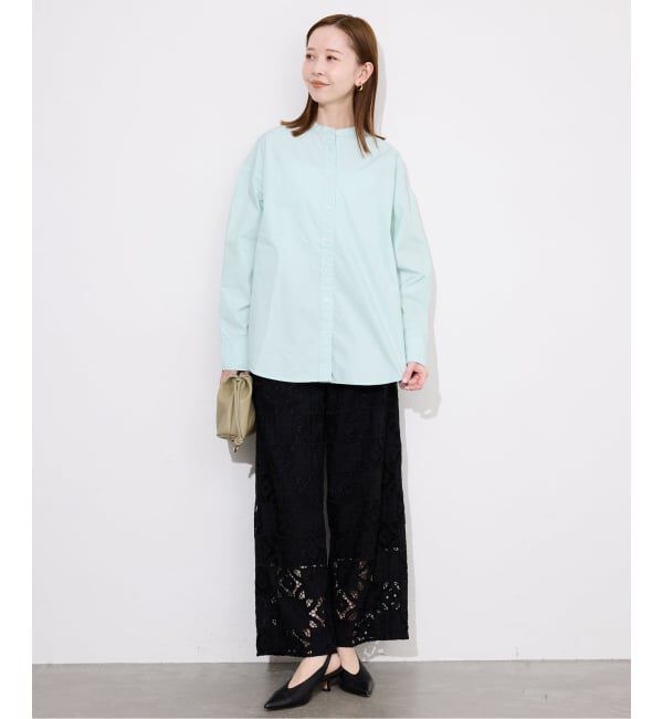 SLOBE IENA「《追加2》ROYAL NAVY/ロイヤルネイビー SLOBE別注 バンドカラーシャツ」|シャツ・ブラウス|