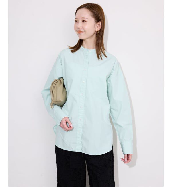 SLOBE IENA「《追加2》ROYAL NAVY/ロイヤルネイビー SLOBE別注 バンドカラーシャツ」|シャツ・ブラウス|