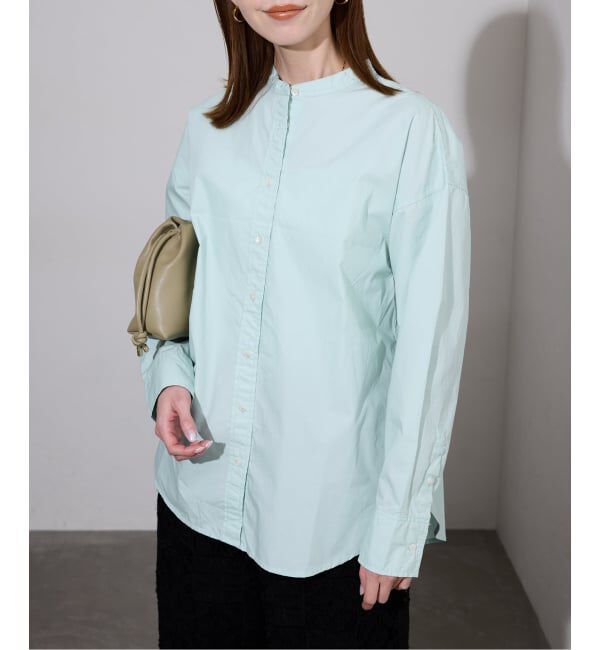 SLOBE IENA「《追加2》ROYAL NAVY/ロイヤルネイビー SLOBE別注 バンドカラーシャツ」|シャツ・ブラウス|