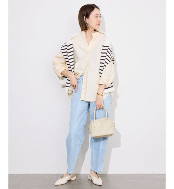 SLOBE IENA「《追加2》ROYAL NAVY/ロイヤルネイビー SLOBE別注 バンドカラーシャツ」|シャツ・ブラウス|