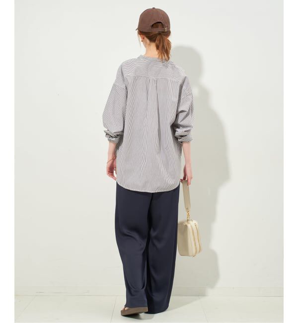 SLOBE IENA「《追加2》ROYAL NAVY/ロイヤルネイビー SLOBE別注 バンドカラーシャツ」|シャツ・ブラウス|