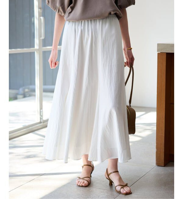 SLOBE IENA「ナイロンワッシャー切り替えギャザースカート」|スカート|