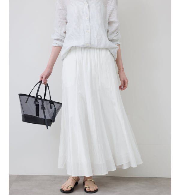 SLOBE IENA「ナイロンワッシャー切り替えギャザースカート」|スカート|